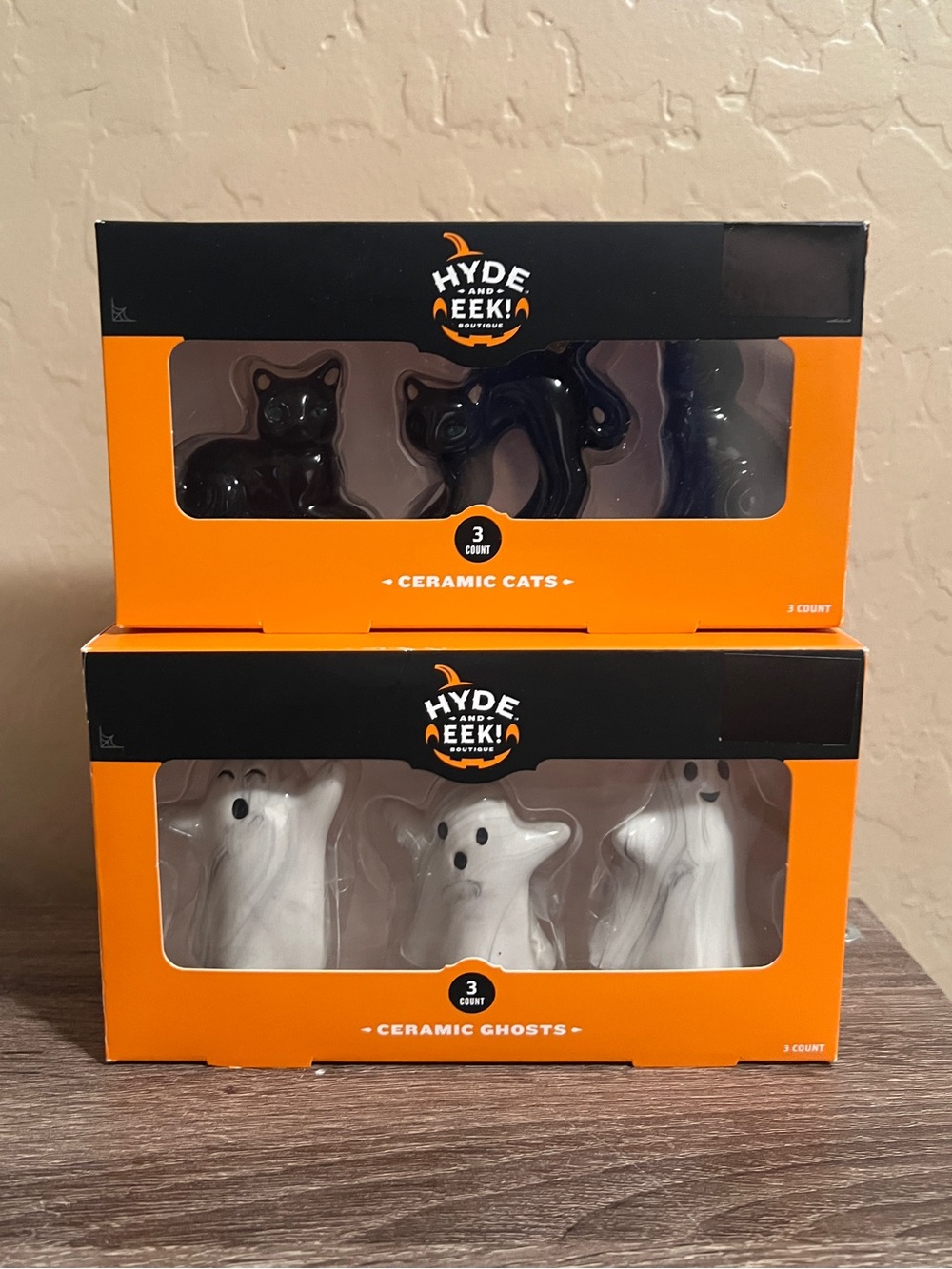 Target Hyde and Eek Ceramic Black Cats White Halloween Ghosts Small NIB